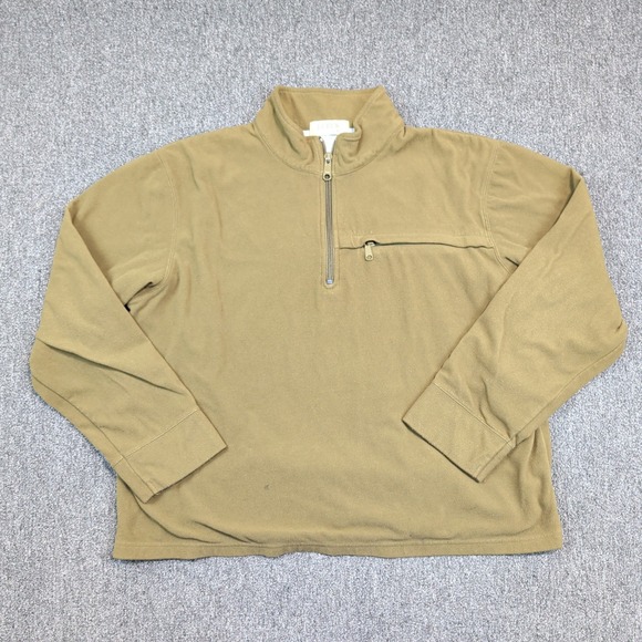 J.Crew Gorpcore Quarter Zip Fleece Pullover XL Tan Brown Zip Pocket Hiking Mens — photo 2
